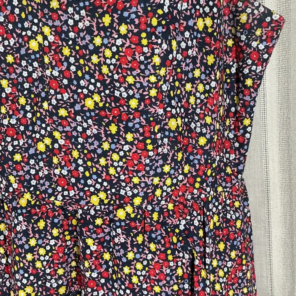 J.Crew Navy Floral Maxi Dress Size 8 Sleeveless Ruffle Hem Summer Vacation
